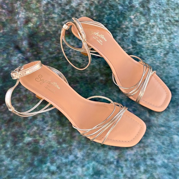 Seychelles Starboard Heels in Gold and Vacchetta Leather NIB - Picture 8 of 8